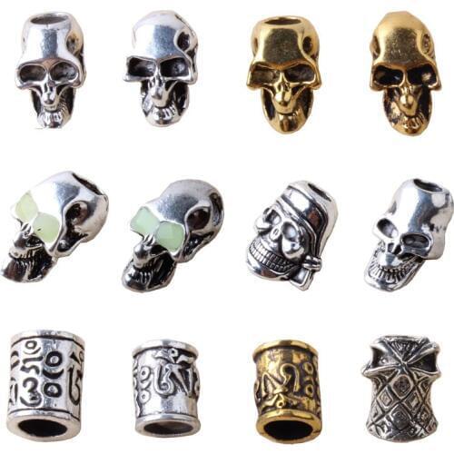 Paracord Beads Metal Charms Skull For Paracord Bracelet Accessories Pendant Buckle for Paracord Knife Lanyards