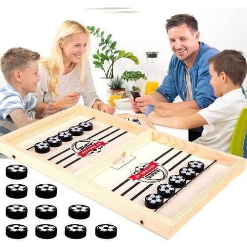 Fast Sling Puck Game Paced Wooden Table Hockey Winner Games Interactive Chess Toys For Adult Children Desktop Battle Board Game