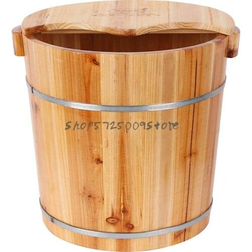 35cm High Chinese Fir Foot Soaking Wooden Bucket Foot Bath Bucket Foot Washing Basin Wooden Bucket Foot Soaking Wooden Basin Hou