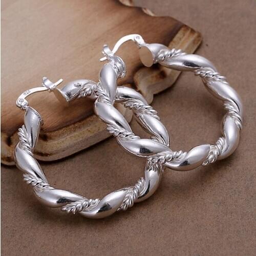 E156 fashion jewelry For Women, 925 jewelry silver plated Twisted Ring Earrings E156 /HZSYXPBA TZFNGKNL