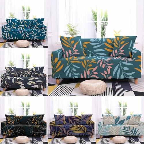 Elastic Sofa Covers For Living Room Stretch Tropical Abstract Leaves Slipcovers Couch Cover L Shape Sofa Case 1/2/3/4Seater Home