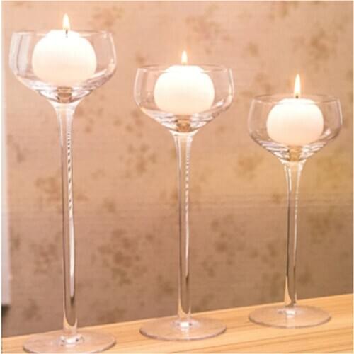 Elegant Romantic Creative Goblet Designed Glass Candle Holder Supplies Home Decortaion Ornament Candle Holder Candlestick
