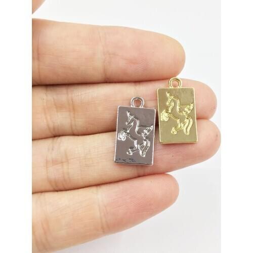 Eruifa 20pcs 10*16mm Leavesunicorn print gold/Silver plated Zinc alloy Charms Pendant Jewelry DIY Necklace 2 colors