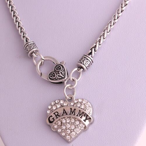 GRAMMY word heart with crystal link chain sports necklace