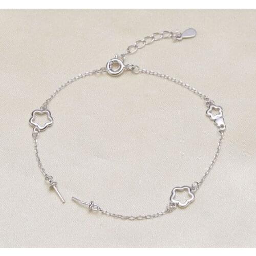 HOT 925 Sterling Silver Pearl Bracelet Mountings Fashion Bangle Findings Jewelry Parts Fittings Accessories, 3pcs/lot