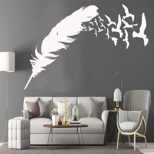 Artistic Feather Wall Stickers Self Adhesive Art Wallpaper For Kids Room Nature Decor Sticker Mural