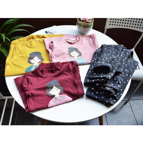 Korea Pure Original Girl Girl Autumn And Winter Suit Pure Cotton Long Sleeve Dress No But Down Keep Warm Hit Underpant Twinset