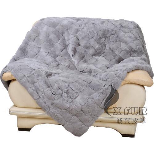 CX-D-65 130X150 Custom Made Patchwork Rex Rabbit Fur Rug