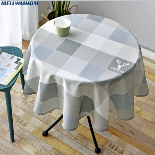 Simple Round Table Cloth Printing Plaid Tablecloths Plant Pastoral Restaurant Banquet Table Cover Party Tablecloth