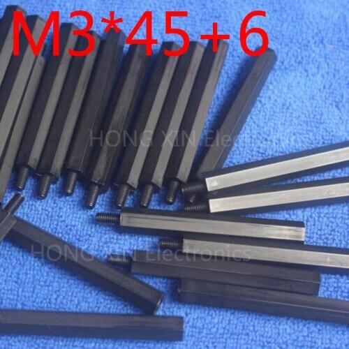 M3*45+6 Black Nylon Standoff Spacer Standard M3 Male-Female 45mm Standoff Kit Repair Set 1 pcs