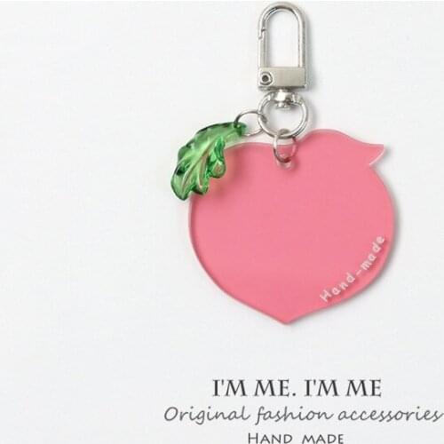 Cute Fruit Peach Avocado Key Chain for Transparent and Lovely for Airplads Bag Pendant Women Girl Gifts Car Accessories