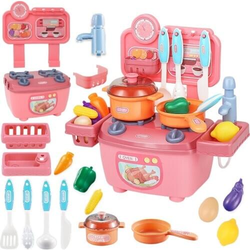 Kids Mini Kids Kitchen Toys Pretend Play Simulation Kitchen Childrens Cooking Toys 2-4 Years Role Playing Toys House Set