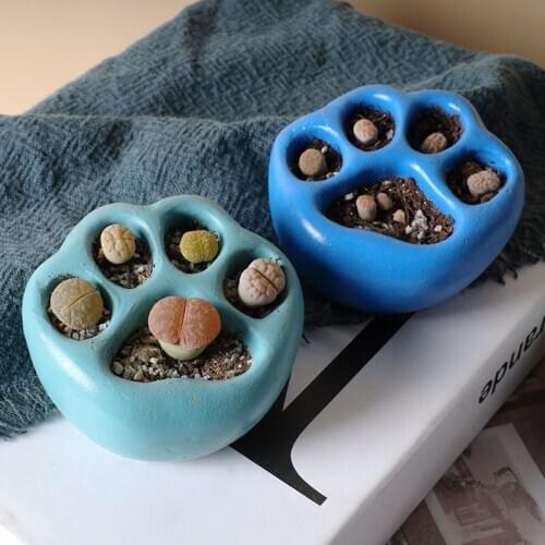 Multicolor Lovely Cat Paw Flower Pot Mini Succulent Plant Container Home Garden Ornament Creative Planter Micro Landscape Bonsai
