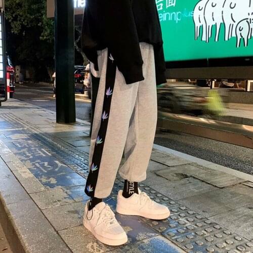 #5070 Black Gray Fashion Harem Pants Korean Streetwear Autumn Summer Straight Pantalon Homme Print Hip Hop Joggers Sweat Pants
