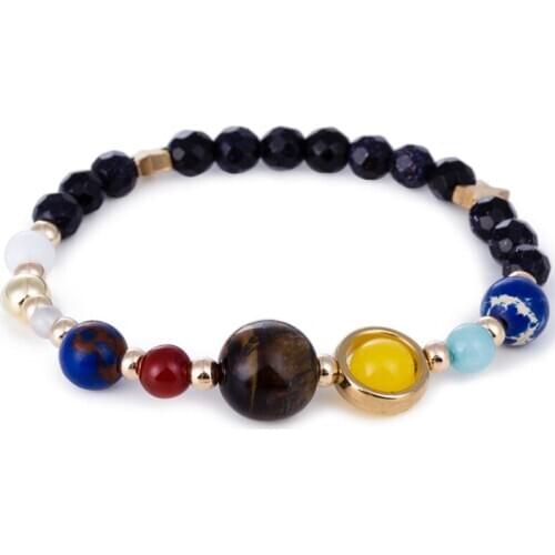 Fashionable bracelet of natural stone beads, the guardian star of the eight planets bracelet of the cosmic galaxy and the solar