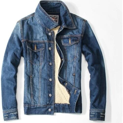 2017 MenS Denim Jacket Male Outwear Brand Coat Plus Velvet Thick Jean Jacket Mens Casual Jacket Plus Size 2XL