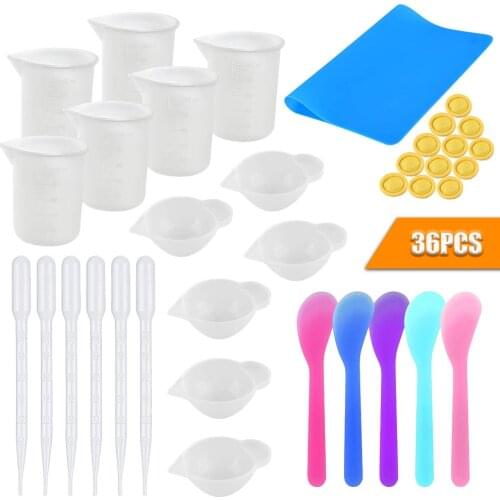 36pcs/Set Silicone Resin Measuring Cups Tool Kit Jewelry Resin Casting Molds Tool for Making Handmade Craft
