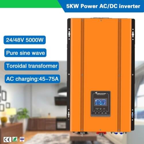 24/48V DC/AC 5000W 110/120/230/240Vac Low Frequency Pure Sine Wave Off Gird Power Inverter Charger with Toroidal Transformer