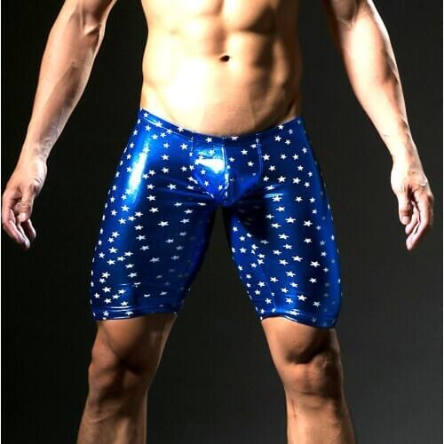 New Arrival Summer 2017 Fashion Faux Leather Printed Men Sexy Novelty Skinny Leggings Bottoms Gay Funny Lounge Pants