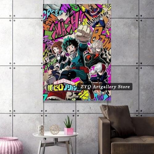 Anime My Hero Academia Poster Characters Izuku Midoriya Deku Bakugo Katsuki Todoroki Poster Photo Poster Artwork for Wall Decora