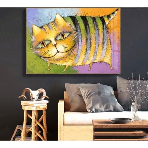 Cute Cat Posters And Prints Colorful Animal Home Decor Canvas Painting Wall Art Pictures for Living Room Indoor Decorations