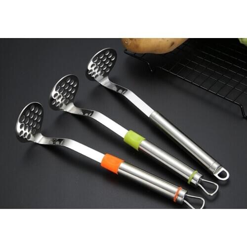 1PC 304 Stainless Steel Potato Pressure Mud Mashed Potato Pressed Masher For Sweet Fruit Family Hotel Restaurant Use OK 0949