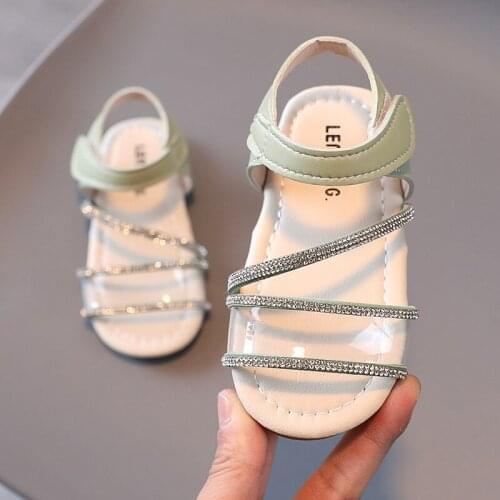 Girls Princess Sandals 2021 New Summer Comfortable Sandals Fashion Rhinestone Childrens Sandals Casual Shoes E861