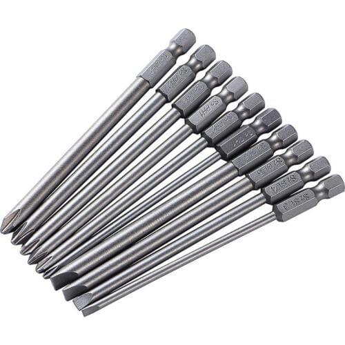 SHGO HOT-10Pcs/Set 100Mm Alloy Steel S2 Slotted Phillips Screwdriver Bits Straight Cross Head Batches Screwdriver Set