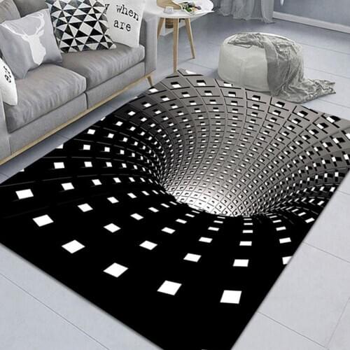 Spiral Rectangle Carpet 3D geometric Floor Mat for Living Room Bedroom