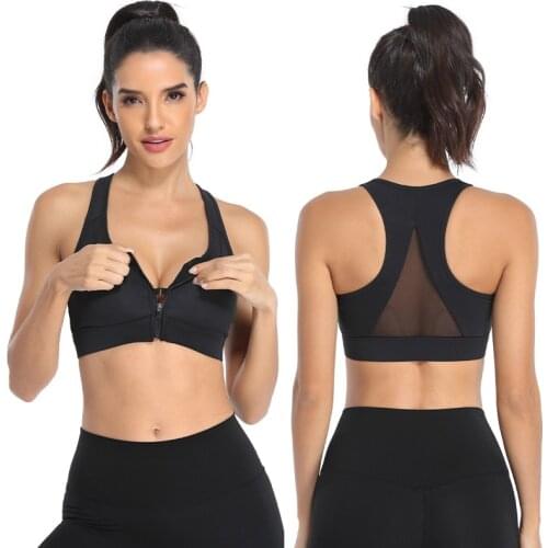 Sports Bra Push Up Solid Sports Top Bralette Sports Bra For Women Gym Zipper Underwear Crop Top Yoga Runing Gym Training Workout