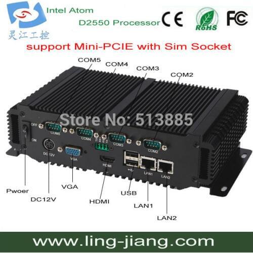 Wide Operating Temperature(-25-80 degree)embedded PC with wifi/3G/SIM socket (lbox-2550)