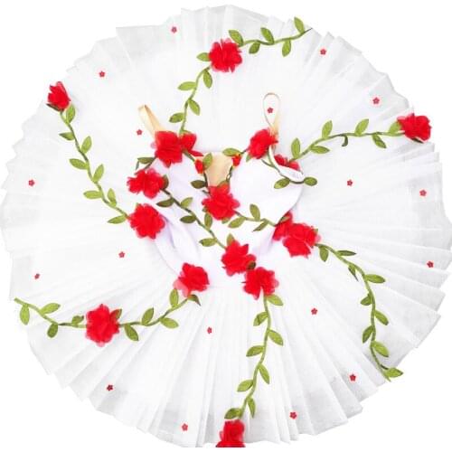 Jupe de ballet professionnelle pour filles, tutu à fleurs blanches, Costume de danseuse du lac des cygnes, 2020