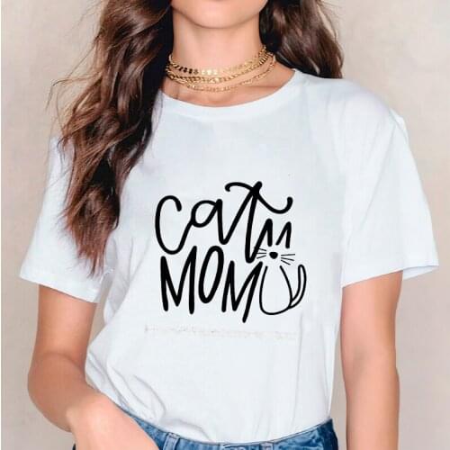 Womens Ladies Graphic Female Tee T-Shirt Clothing Women 2021 Cat Mom Letter Cute Printed Love Cartoon T Shirt Clothes Tshirts