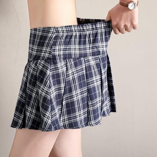 Women Street Sexy Safety Skirt Scheming Pleated Skirt Summer Plaid Mini Skirt Korean School Girl Cosplay High Waist Short Skirt