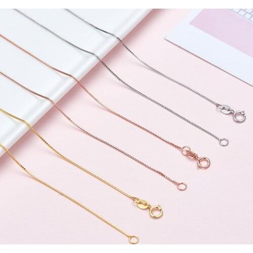925 Sterling Silver Chain Necklace Women Gold Color Box Chains Wholesale Lots Bulk