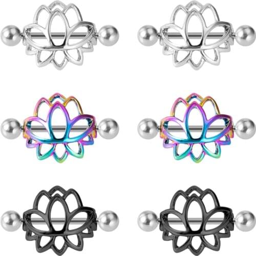 1pair Flower Nipple Ring Piercing Barbell Shield Surgical Steel Nipple Bar Sexy Adult Game for Women Breast Cover Body Jewelry