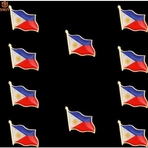 10PCS Asian Souvenir Enamel Pins Philippine National Flag Jewelry Patriot Suit/Tie Lapel Wearable Pin Badge Jewelry Brooch