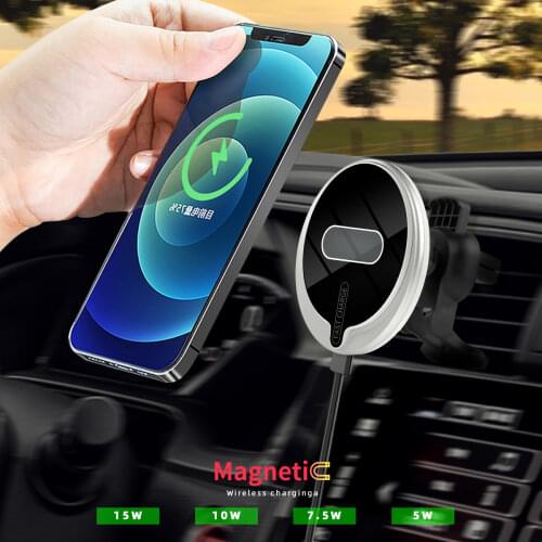 Qi Car Wireless Charger Holder for Magsafe iphone 12 Magnetic Adsorption Fast Wireless Car Charger Clamping Phone Car Holder 15W