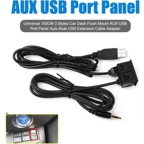 150CM 3 Styles Car Dash Flush Mount AUX USB Port Panel Auto Boat Dual USB Extension Cable Adapter for Volkswagen Toyota