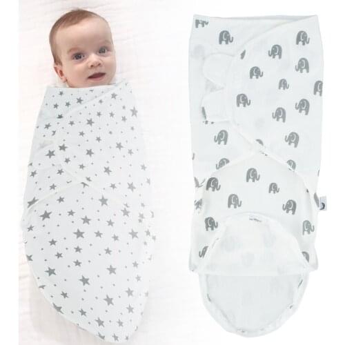 2Pcs Baby Swaddle Cotton Swaddle Blanket Adjustable Newborn Swaddle Wrap Soft Infant Sleep Sack Babies Swaddling Sack