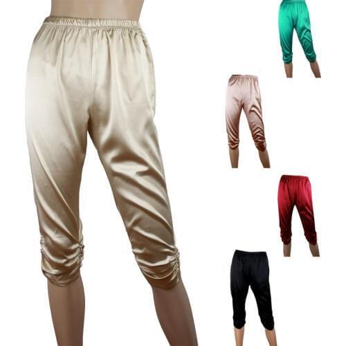 2015 silk pants mulberry silk casual capris pants elastic crepe satin trousers