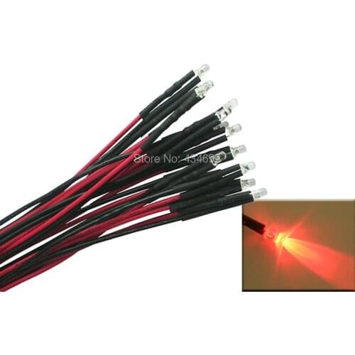 40pcs 3mm Round Top Orange Prewired led Pre-Wired LED Light Lamp Bulb Cable Diodes DC12V For Boat/Car/Tree Decoration