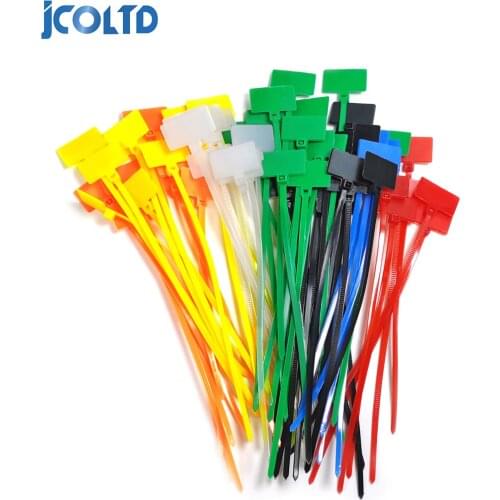 100pcs Easy mark 4*150mm Nylon Cable Ties tag labels Plastic loop Ties markers Cable Tag self-locking Zip Ties