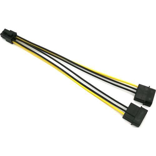 Angitu 100pcs/lot Dual IDE Molex 4Pin to PCI-E 6Pin Power Adapter Cable