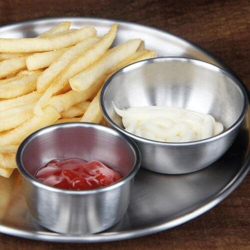 Stainless Steel Sauce Dish Appetizer Serving Tray Spice Plates Kitchen Supplies Plates Spice Dish Plate