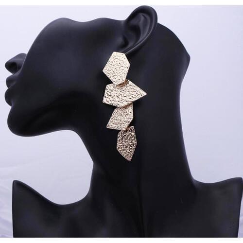 Big Geometric Dangle Statement Drop Earrings for Women Jewelry 2019 Vintage Gold Color Earrings Irregular Metal Earing EB258