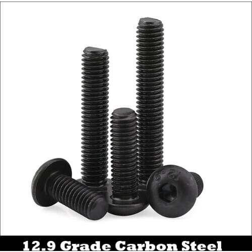 M4 M4*16/20/25/30 M4x16/20/25/30 12.9 Grade Black Carbon Steel Oval Pan Round Button Head Inner Hex Hexagon Socket Machine Screw