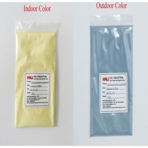 Double color photochromic pigment,sunlight sensitive pigment,color:yellow to blue,item:HLPC-53,1lot=10gram,free