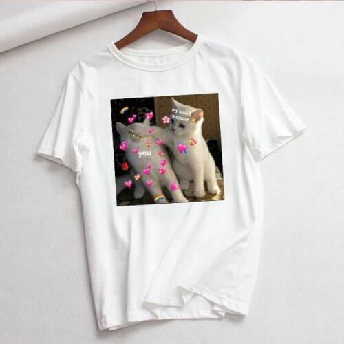 Graphic tees tops Kawaii Cat tshirts women funny t shirt O-neck T-shirt Vintage Ullzang Mujer_T-Shirt