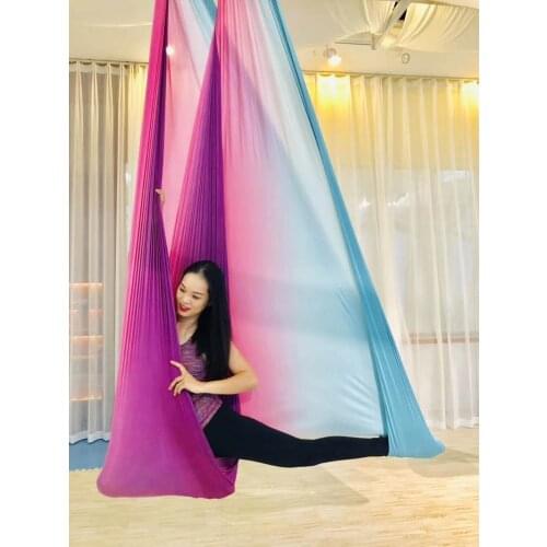 5m Multicolor Aerial Anti-gravity Yoga Hammock Swing Flying Yoga Bed Bodybuilding Gym Fitness Equipment Inversion Trapeze